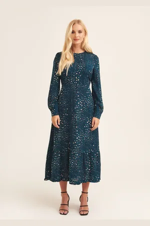 Gini London Langärmeliges Maxikleid mit Leopardenmuster