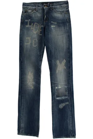 Roberto Cavalli Zerrissene gerade geschnittene Jeans aus Baumwolle