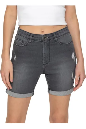 Enzo | Damen Ripped Denim Shorts