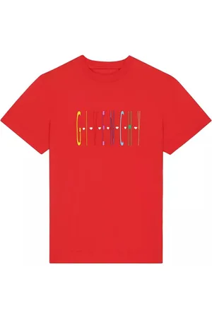 Givenchy Rotes T-Shirt mit schmaler Passform und Herz-Logo von