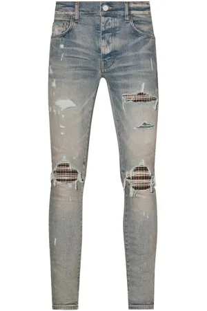 AMIRI MX1 Neon Plaid Clay Indigo Blue Jeans