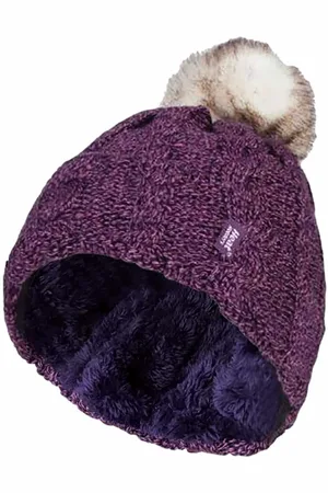 Heat Holders Wärmehalter - Damen Strickfleece gefütterte Thermo-Bommelmütze mit Pom Pom