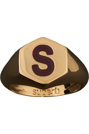 SUPERB Goldener sechseckiger Granatring für Damen