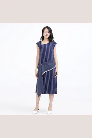 Smart & Joy Asymmetrisches Midikleid mit Trapezstreifen