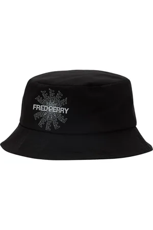 Fred Perry Schwarzer Anglerhut aus Canvas mit grafischem Logodruck von
