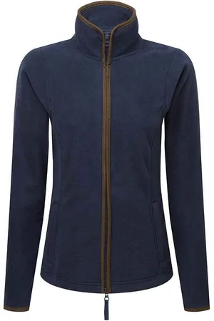 Premier Womens/Ladies Artisan Fleece-Jacke mit Kontrastbesatz (Navy/Braun)