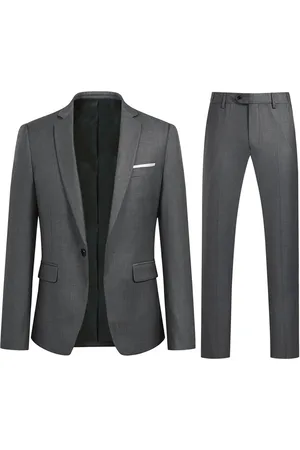 Allthemen Dunkelgrauer 2-teiliger Slim Fit Anzug im minimalistischen Design