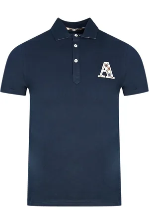 Aquascutum Check A Logo Marineblaues Poloshirt