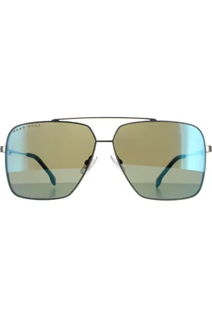 HUGO BOSS Runde Herren Ruthenium Havanna Kaki Blau Spiegel BOSS 1325/S