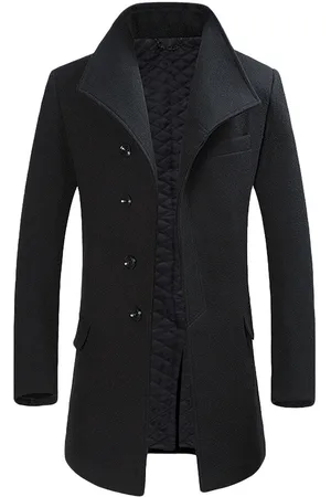 Allthemen Alle Themen Herren Wollmantel Winter Business Slim fit Revers Mantel