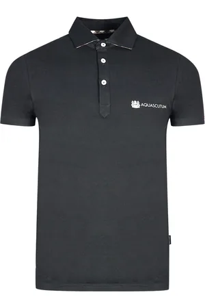 Aquascutum Aldis Crest Block Logo Schwarzes Poloshirt