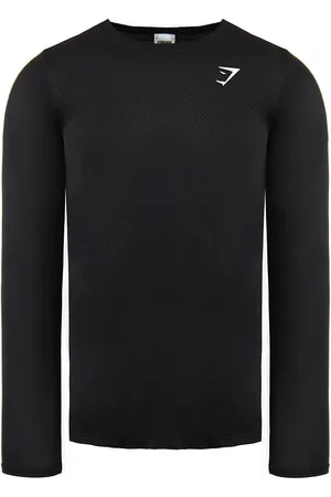 GymShark Langarm Crew Neck Herren schwarzes Wesentliche Top