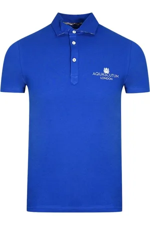 Aquascutum London Bold Logo Blaues Poloshirt