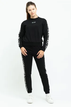 Tom Barron Damen Stilvoller Trainingsanzug-Set mit Zebrastreifen
