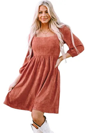 Azura Exchange Elegantes Kleid mit Puffärmeln und quadratischem Ausschnitt für Damen in