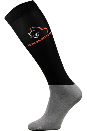 COMODO Femme Chaussettes Equitation | Chaussettes Hautes Longues pour Eté - Noir