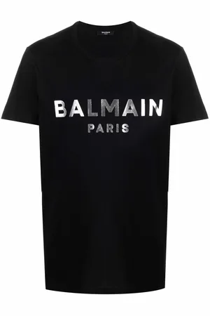 Balmain Silver T-Shirt mit Logo-Print in