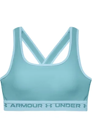 Under Armour Corssback Womens Blue Mid Sports BH