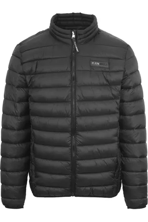 Philipp Plein Patch Logo Dunne wattierte schwarze Jacke
