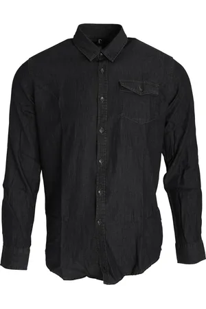 Premier Herren Jeans Naht Langarm Denim Hemd ( Denim)