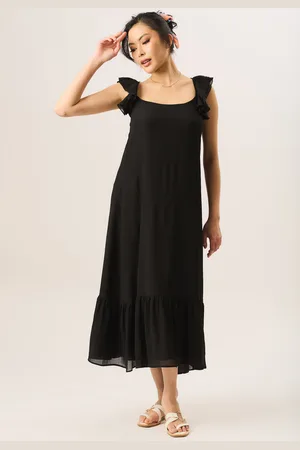 Gini London Rüschen-Maxikleid mit kurzen Ärmeln