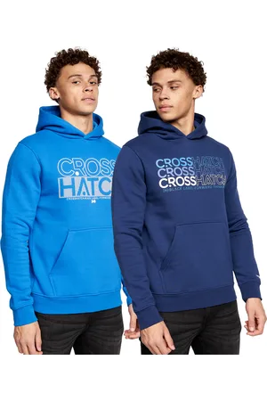 Crosshatch "Larmen" Kapuzenpullover für Herren (2er-Pack) (Marineblau/Blau)