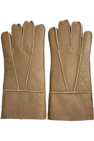 Infinity Hellbraune Unisex-Handschuhe aus Schaffell mit aufrollbaren Bündchen