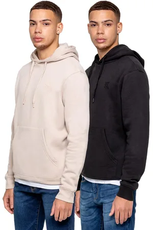 Enzo Kruze | 2er Pack Herren Pullover Hoodie - SCHWARZ/LEHM