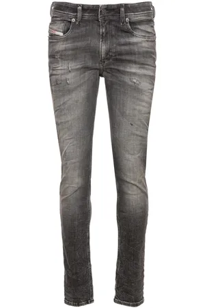 Diesel Sleenker Stone Washed Jeans aus verblasstem schwarzem Denim