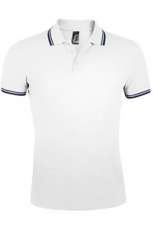 Sols Polo manches courtes PASADENA - Homme (Blanc/bleu marine)