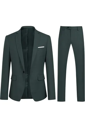 Allthemen Dunkelgrüner 2-teiliger Slim Fit minimalistischer Anzug