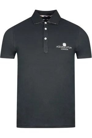 Aquascutum London Bold Logo Schwarzes Poloshirt