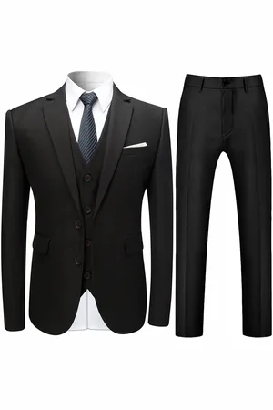 Allthemen Schwarzer formeller 3-teiliger Anzug in Slim Fit