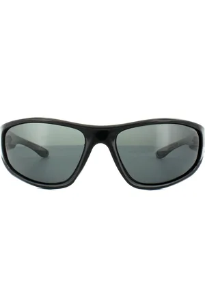 Polaroid Wrap Mens Shiny Black Grey Polarisierte Sonnenbrille