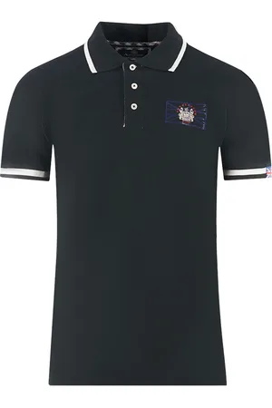 Aquascutum London Union Jack Schwarzes Poloshirt