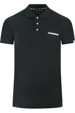 Aquascutum Boxed Logo Schwarzes Poloshirt