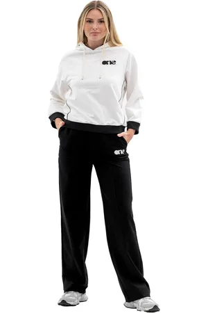 Tom Barron Damen-Hoodie mit Stickerei und geripptem Trainingsanzug-Set mit Seitenbesatz