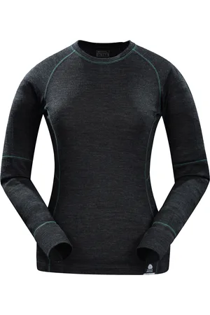 Mountain Warehouse Top à col rond en laine ultra-mérinos pour dames et messieurs (Noir)
