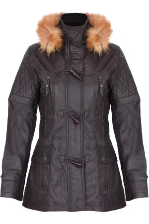Infinity Damen-Parkajacke aus gestepptem Leder mit Kapuze – Northampton