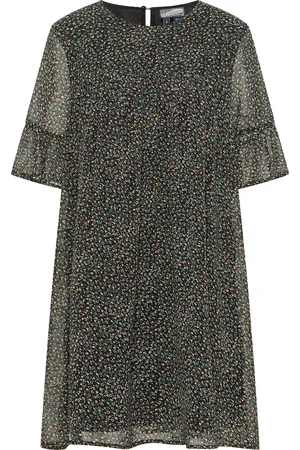 Dreimaster Kleid Damen Schwarz Mehrfarbig