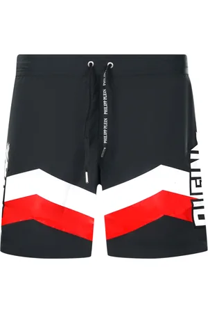 Philipp Plein Diag Logo Lange Schwarze Badeshorts