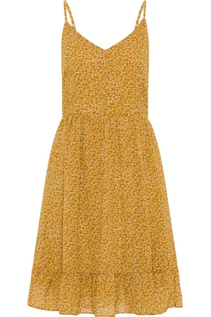 Dreimaster Kleid Damen Dunkelgelb Mehrfarbig