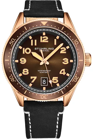 Stuhrling Gold und Brauner Quarz 42mm