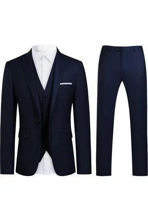Allthemen Marineblauer Anzug mit schmaler Passform und steigendem Revers