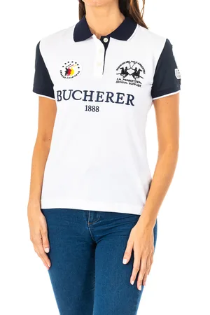 La Martina Kurzärmeliges Damen-Poloshirt mit kontrastierendem Reverskragen 2WP185