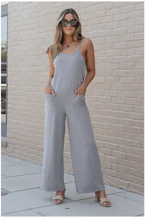 Azura Exchange Jumpsuit mit Spaghettiträgern und weitem Bein für Damen mit Seitentaschen in