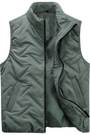 Allthemen Herren Casual Stehkragen Volltonfarbe Ärmellose Polyester Weste