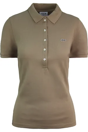 Lacoste Slim Fit Short Sleeve Womens Brown Polo Shirt PF7845 VDW