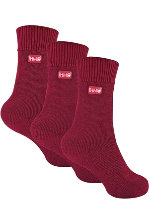 THMO 3 Paar Multipack Kinder Thermosocken | | Gerippte weiche Oberseite Fleece flauschige innere warme Socken für Jungen & Mädchen - Fuchsia