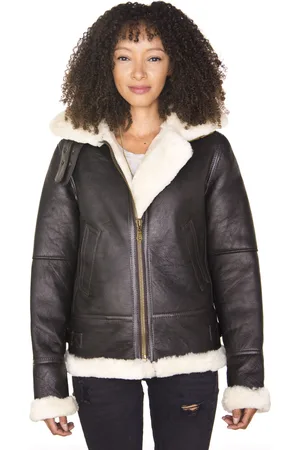 Infinity Damen-Fliegende Lederjacke aus Schaffell mit Kapuze – Palermo